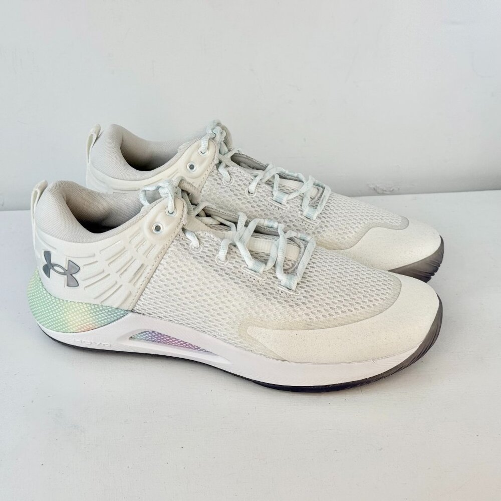Size 12-Women's Under Armour HOVR Block City Elite Vollyeyball Shoe 3024043-100
